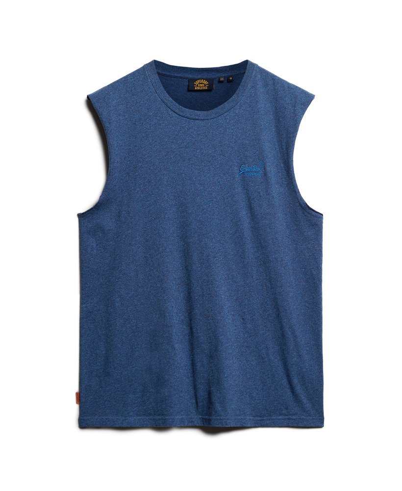 tanktop met essential logo van biologisch katoen in felblauw.