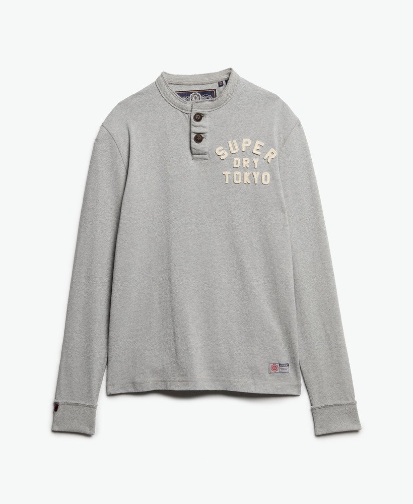 vintage sportieve top met lange mouwen in cadet grey marl-stijl.