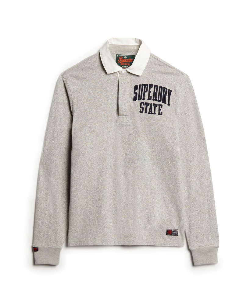 sportief rugbyshirt in vintage sweatstof lichtgrijs gemêleerd.