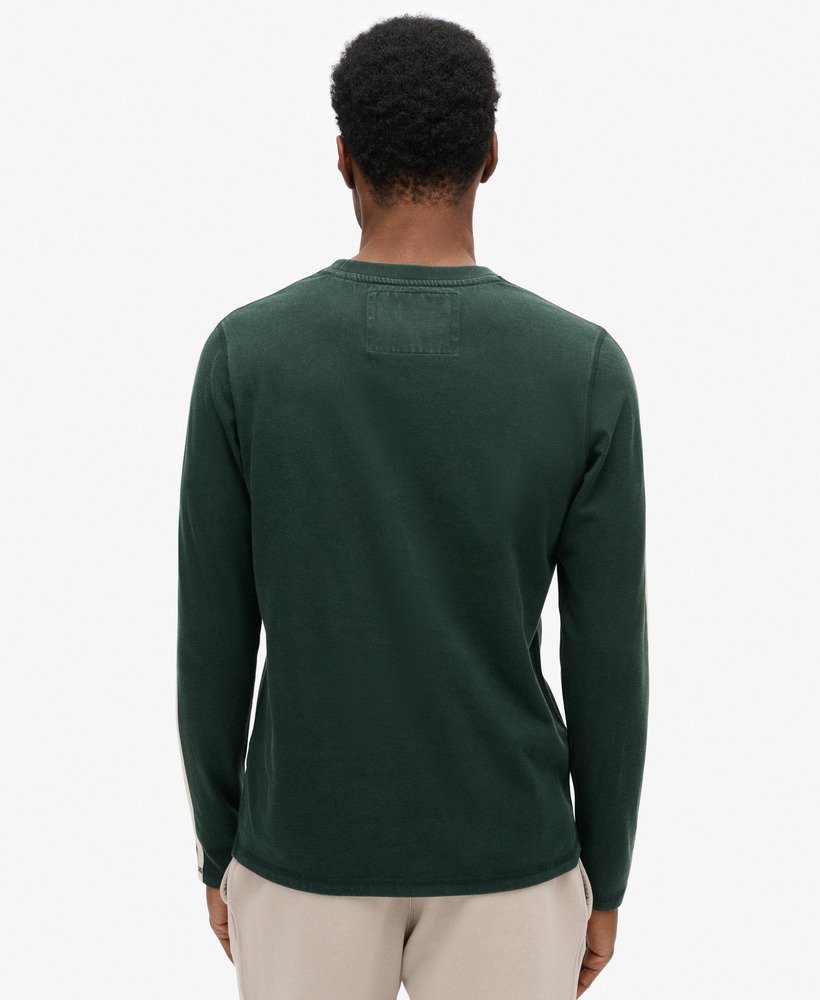 vintage sportieve top met lange mouwen en strepen in donkergroen academy dark green