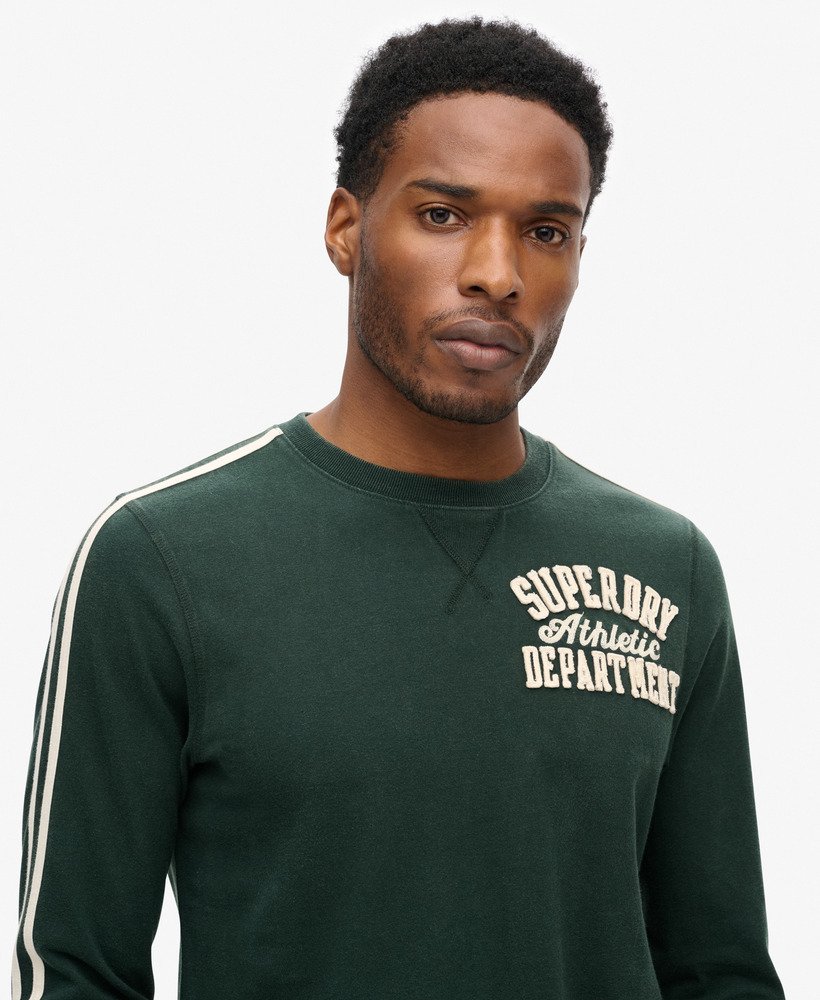 vintage sportieve top met lange mouwen en strepen in donkergroen academy dark green