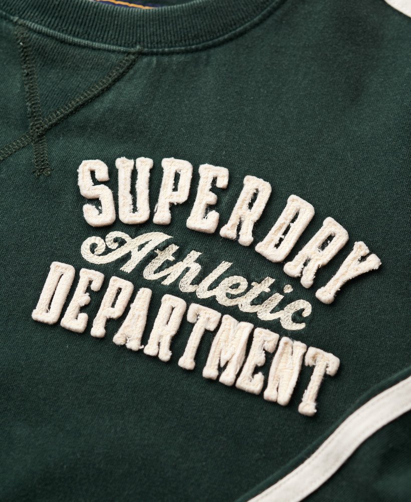 vintage sportieve top met lange mouwen en strepen in donkergroen academy dark green