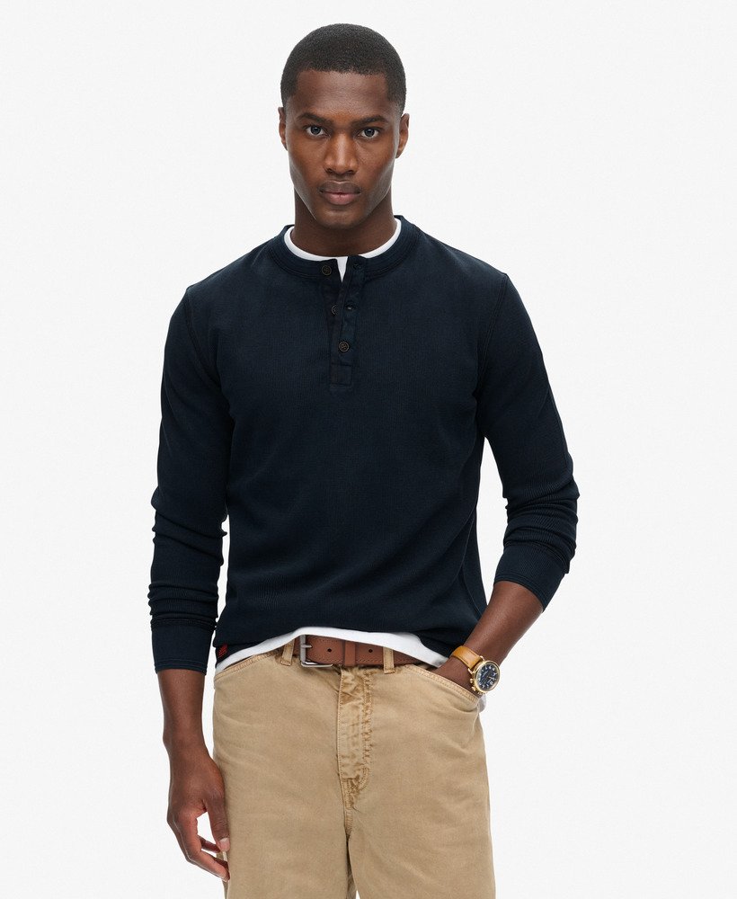 vintage top met textuur in de kleur eclipse navy.