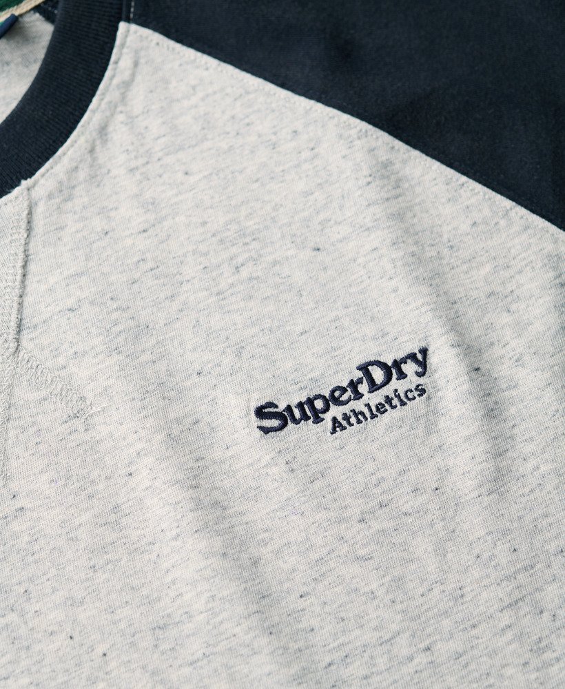essential logo baseball long sleeve top in grey fleck marleclipse navy