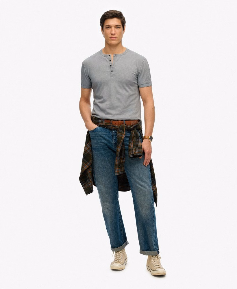 Henley-top met korte mouwen van slub-jersey