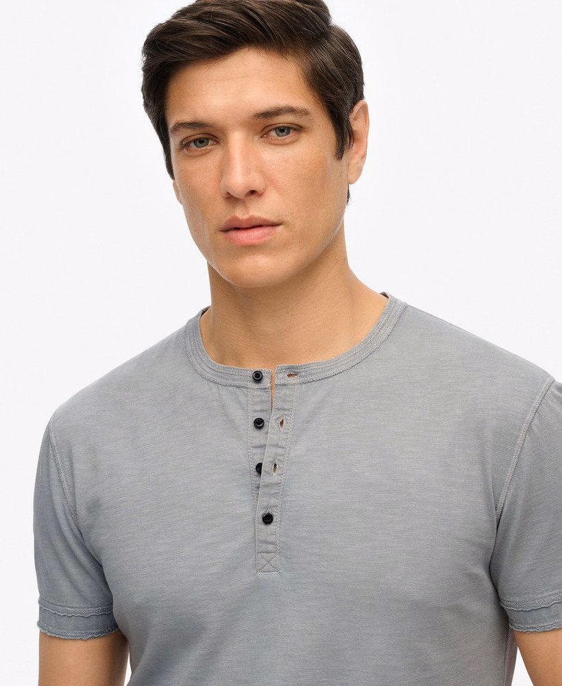 Henley-top met korte mouwen van slub-jersey