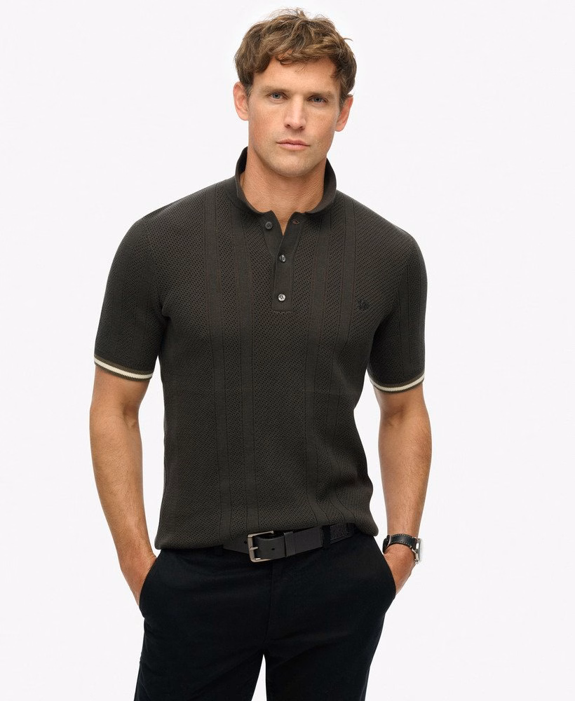 Polo shirt met korte mouwen en gebreide textuur
