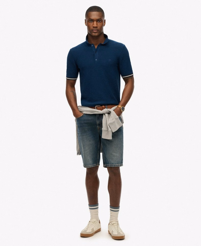 Polo shirt met korte mouwen en gebreide textuur