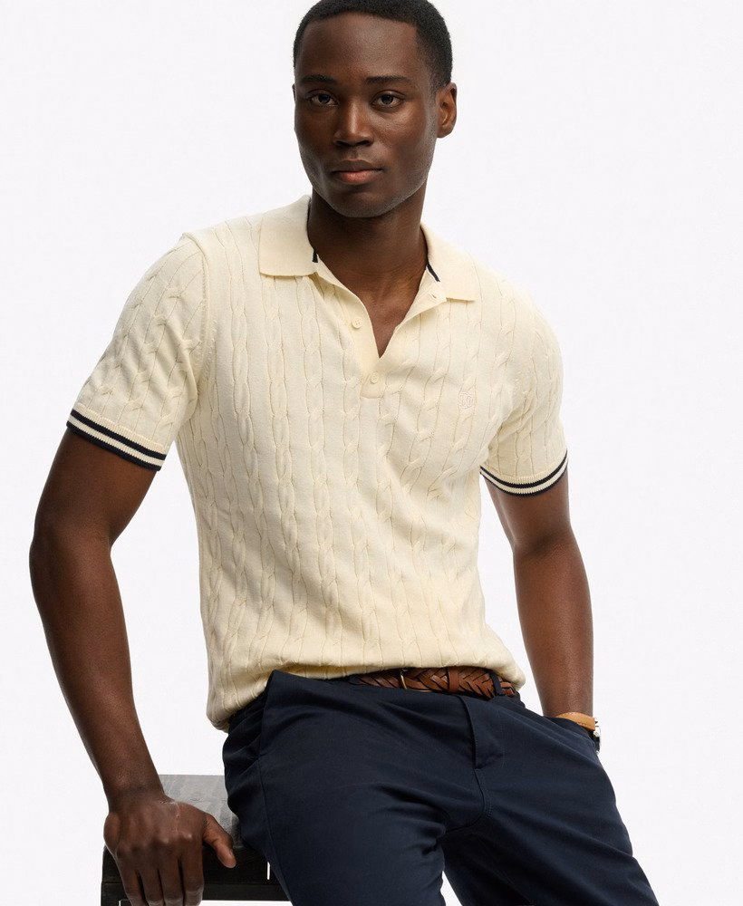 Polo shirt met korte mouwen en gebreide textuur