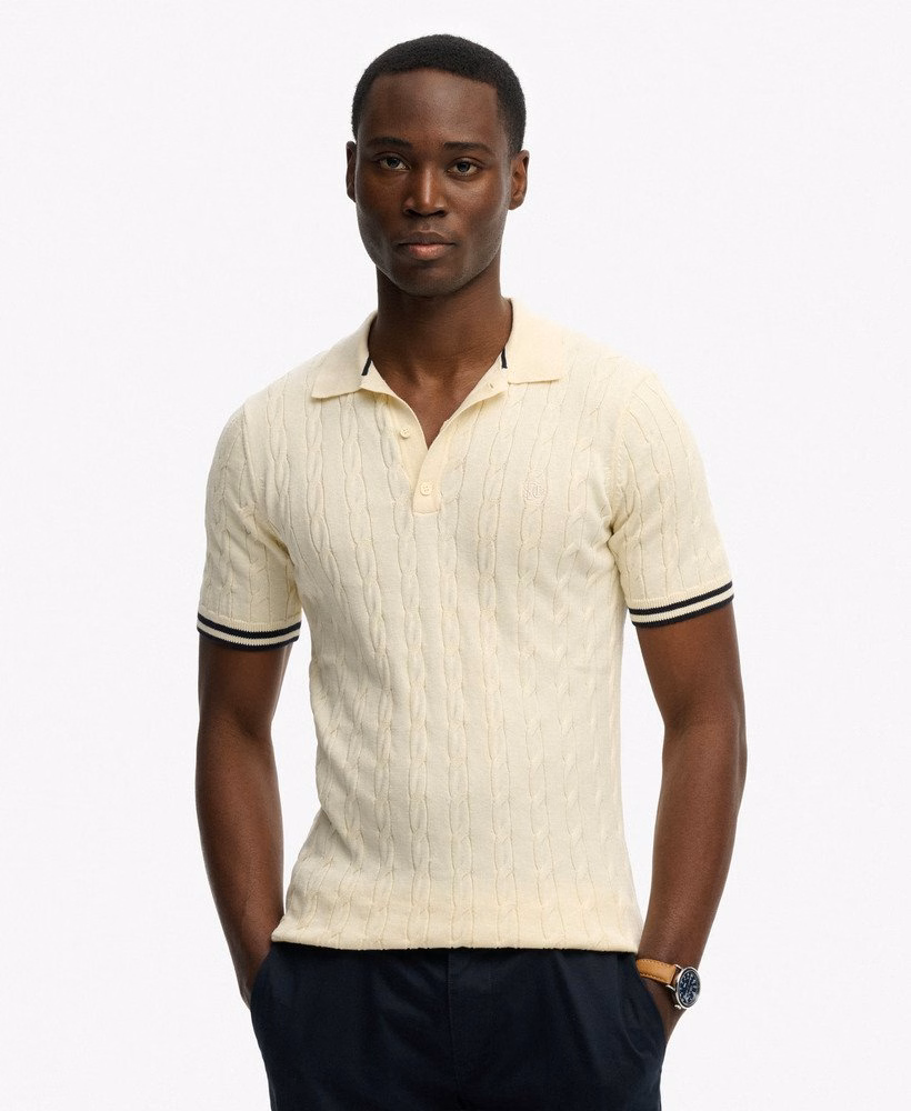 Polo shirt met korte mouwen en gebreide textuur