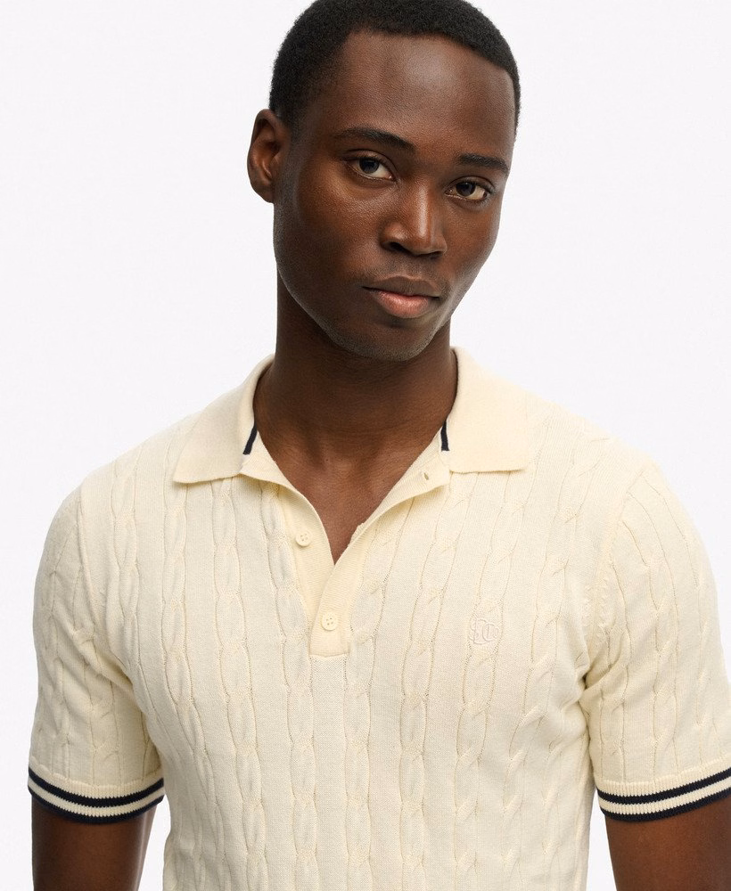 Polo shirt met korte mouwen en gebreide textuur