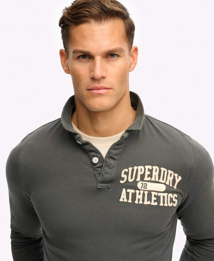 Vintage sportieve polo met lange mouwen