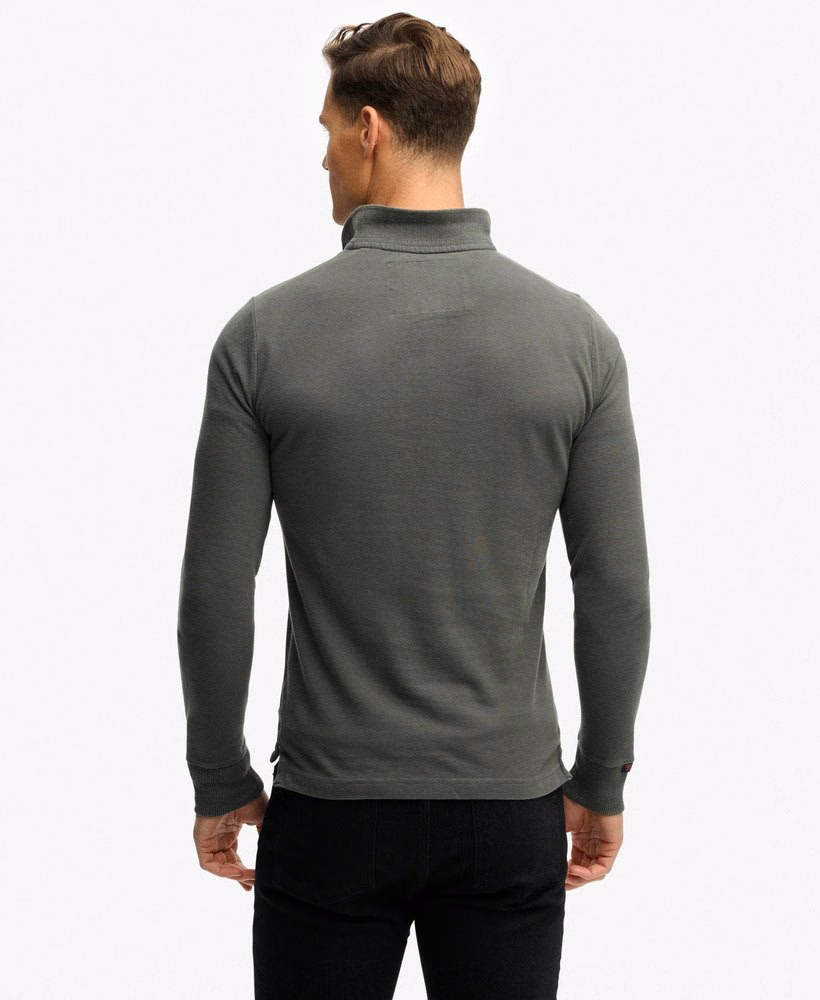 Vintage sportieve polo met lange mouwen