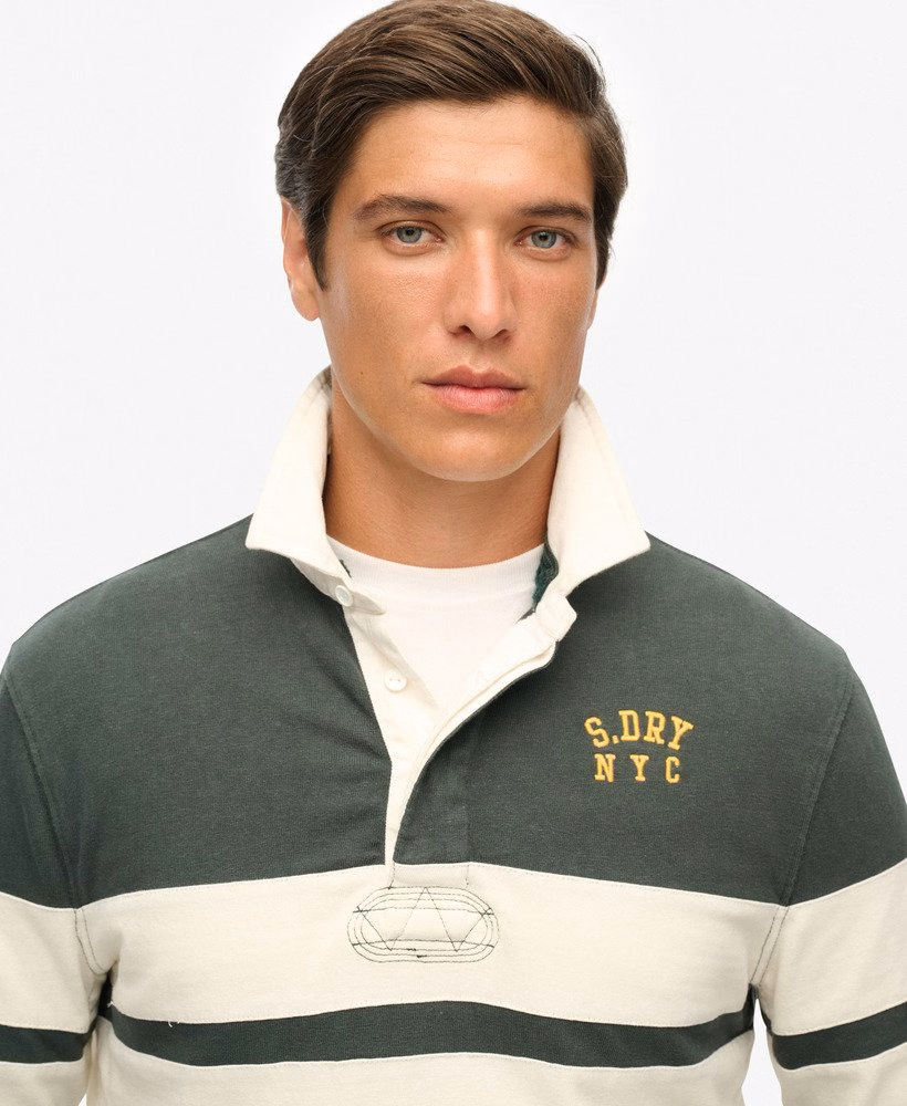 Vintage sportief gestreept rugbytopje