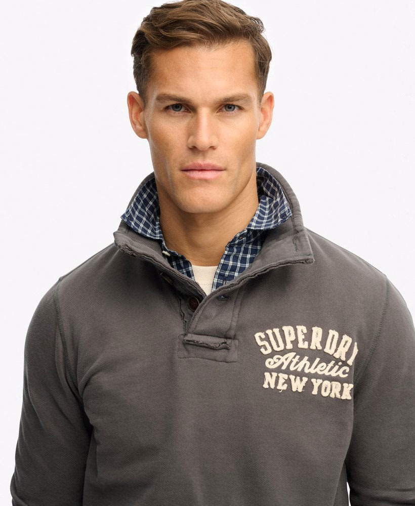 Vintage sportieve Henley-sweatshirt