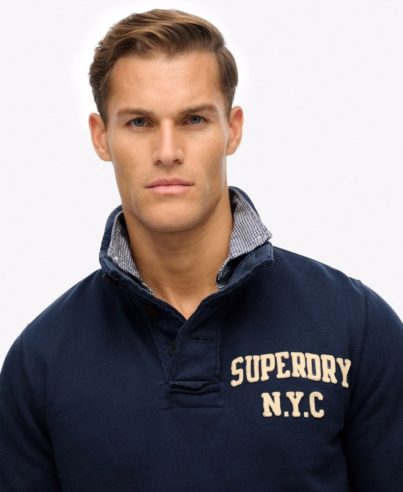 Vintage sportieve Henley-sweatshirt