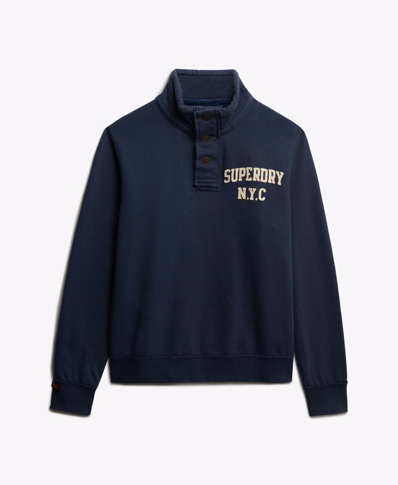 Vintage sportieve Henley-sweatshirt
