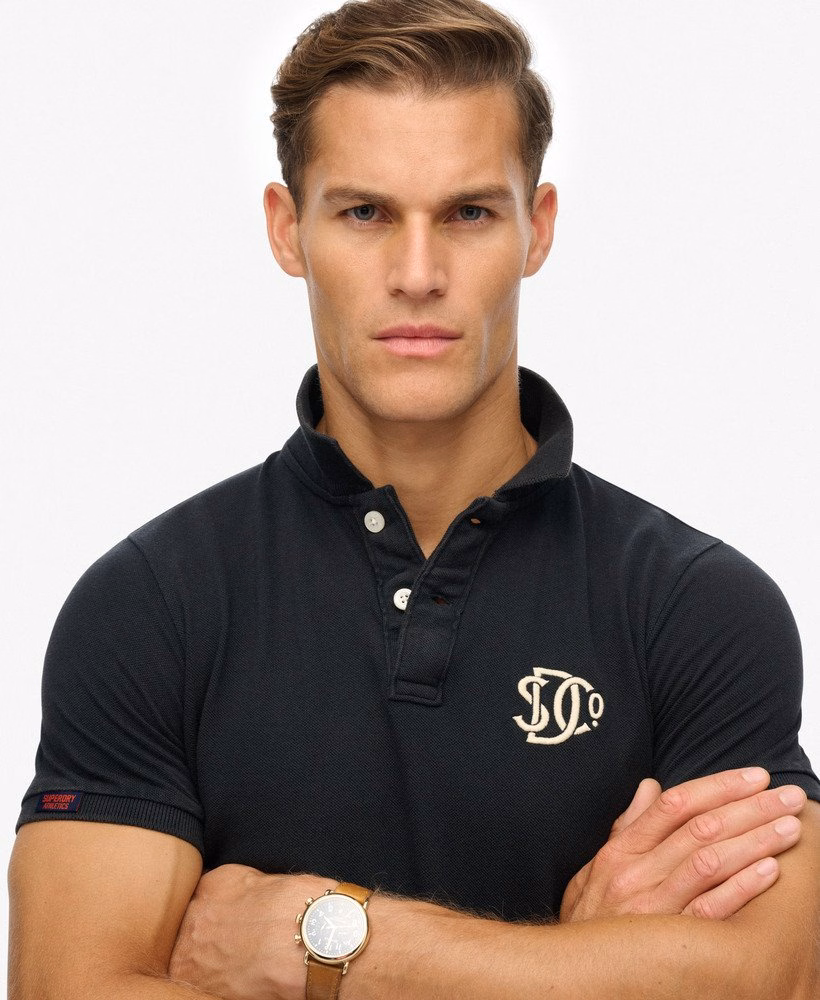 Vintage sportief poloshirt met borduurwerk