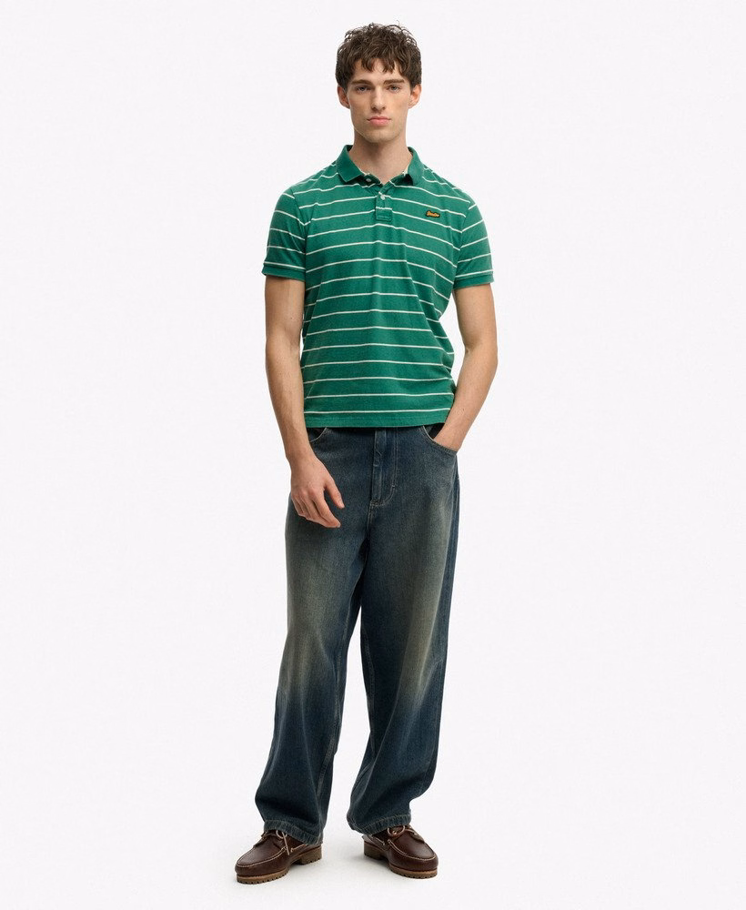 Vintage gestreept jersey poloshirt