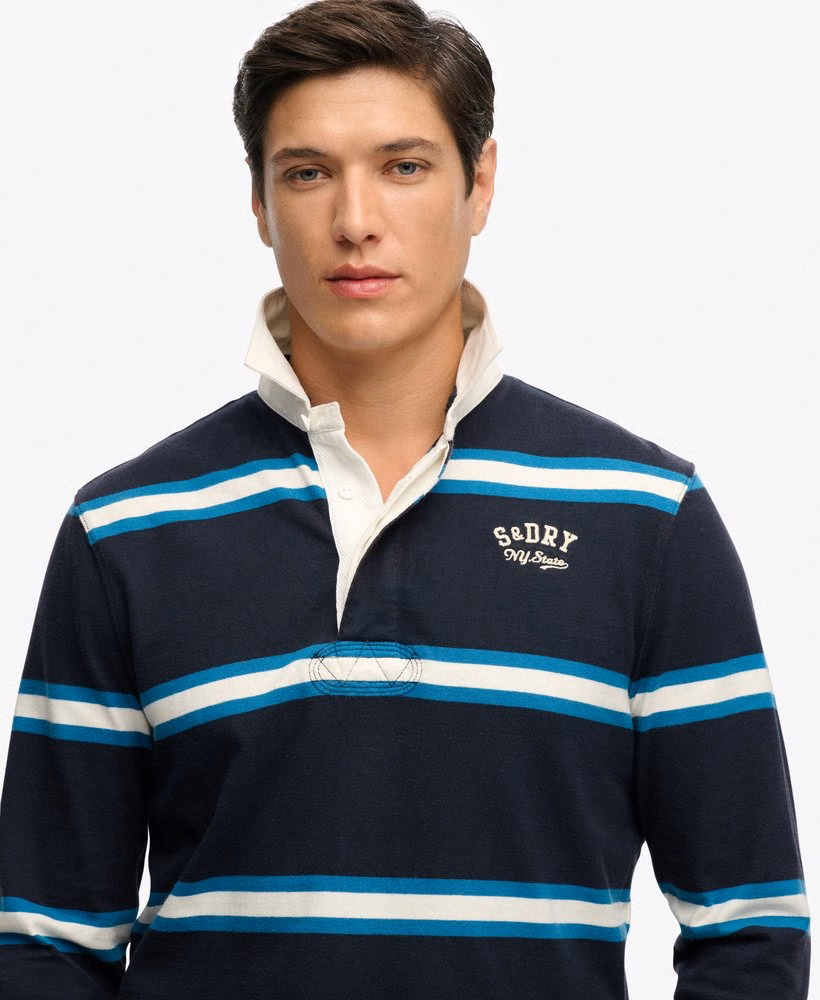 Vintage sportief gestreept rugbytopje