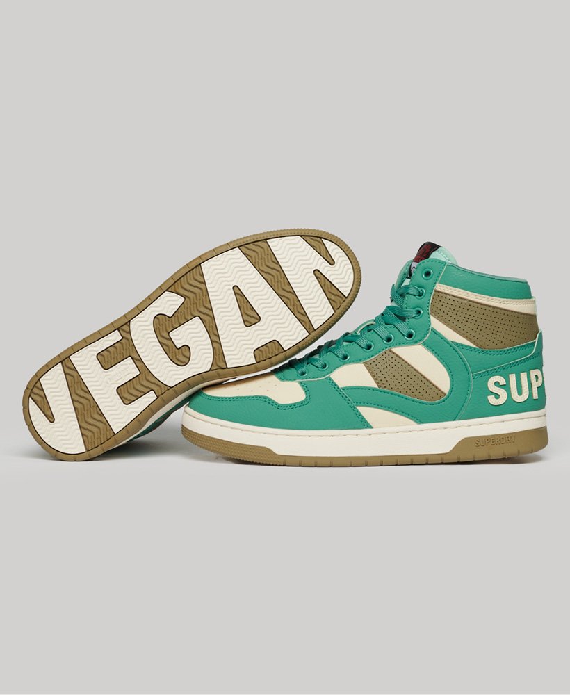 vegan jump high top sneakers in beryl green