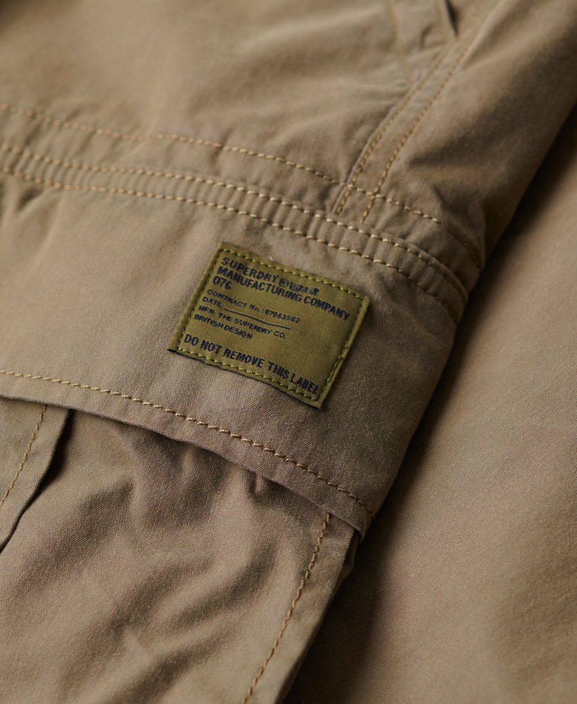 biologische katoenen vintage cargobroek met parachuteprint in donker kaki