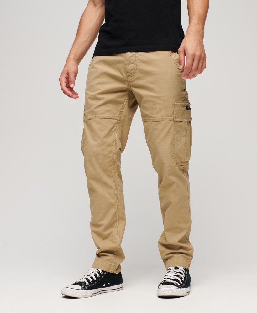core cargo pants in tan khaki