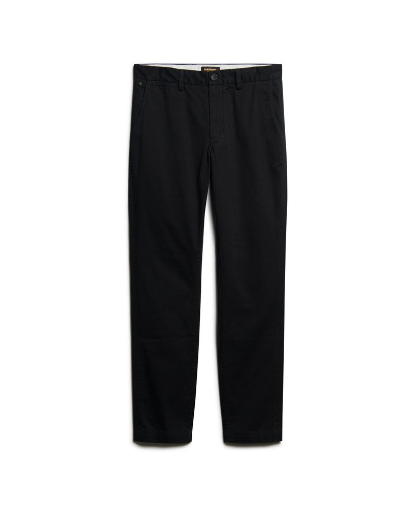 slim fit stretch chino broek met taps toelopende pijpen in zwart