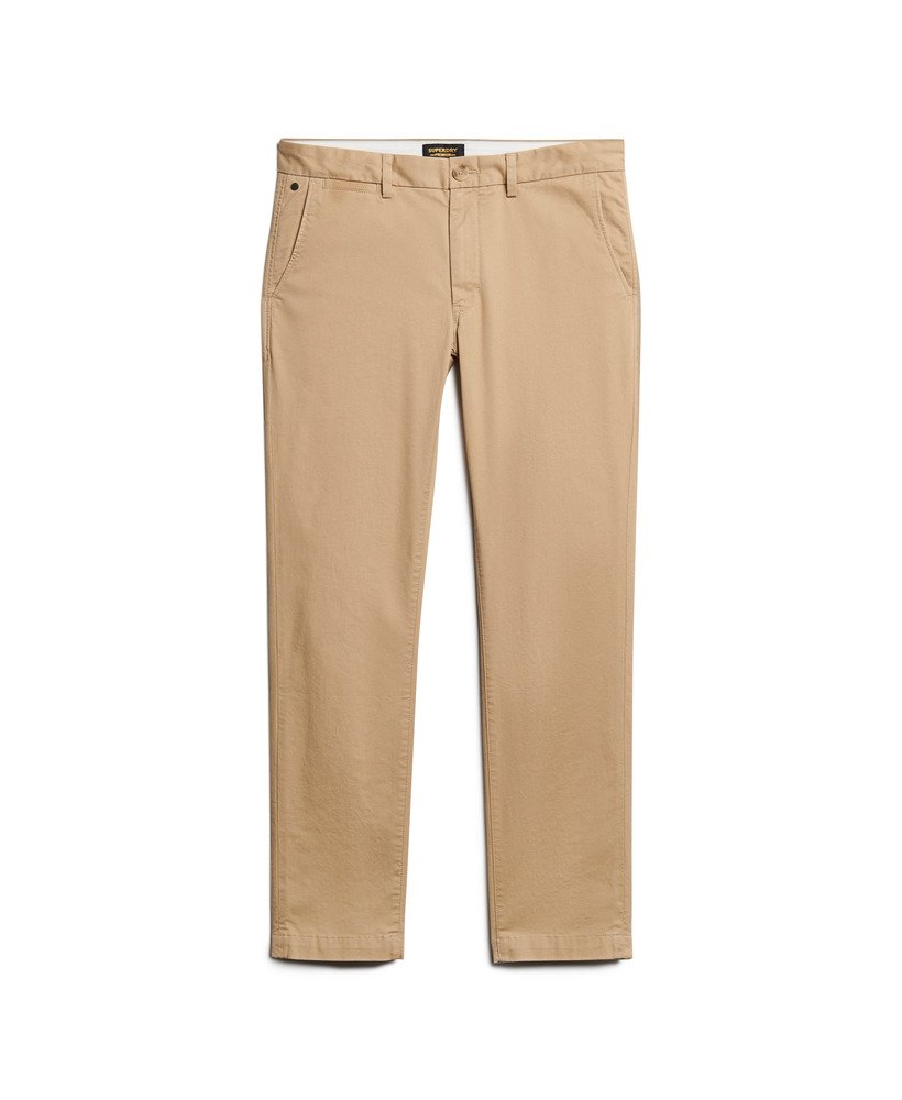 slim fit taps toelopende stretch chino broek in shaker beige