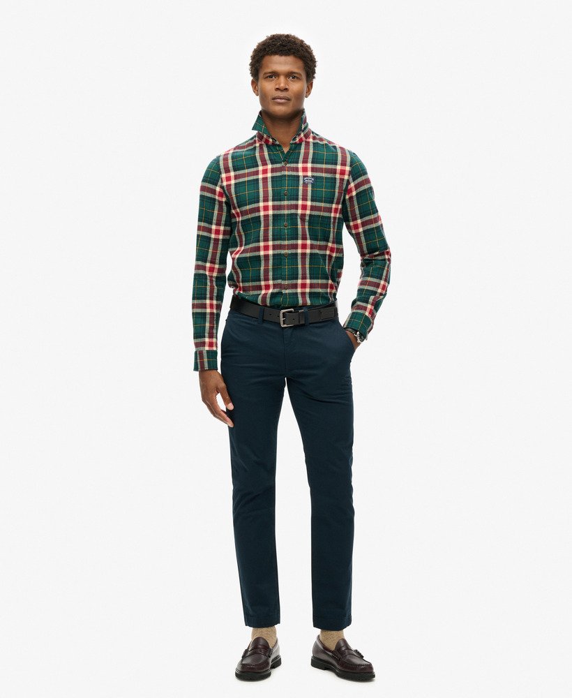 slim fit taps toelopende stretch chino broek in eclipse navy
