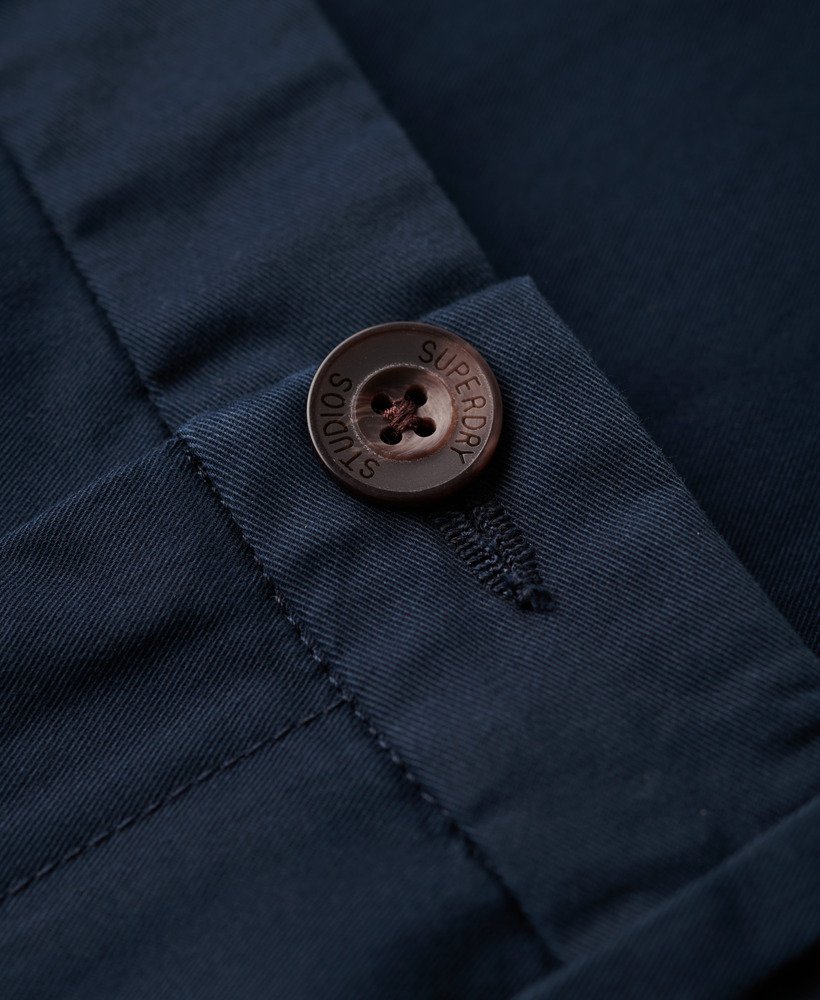 slim fit taps toelopende stretch chino broek in eclipse navy