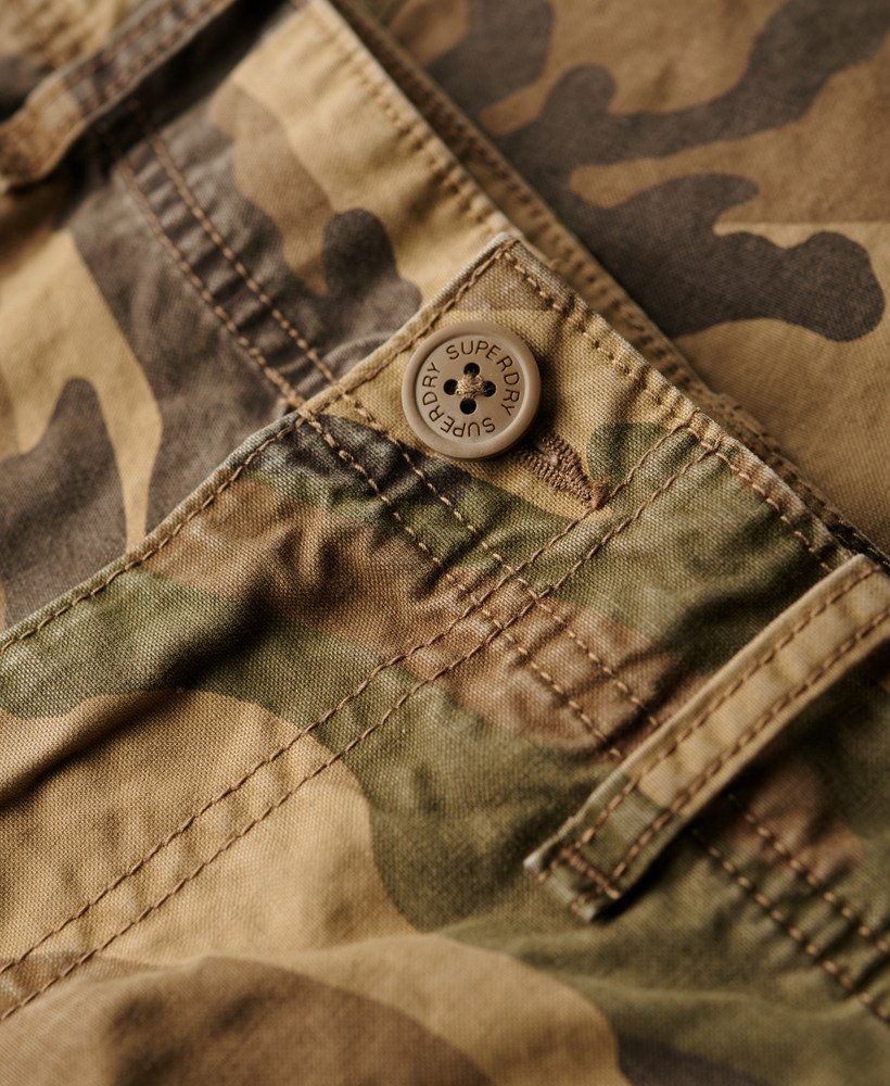 biologische katoenen baggy cargobroek in us woodland camouflageprint