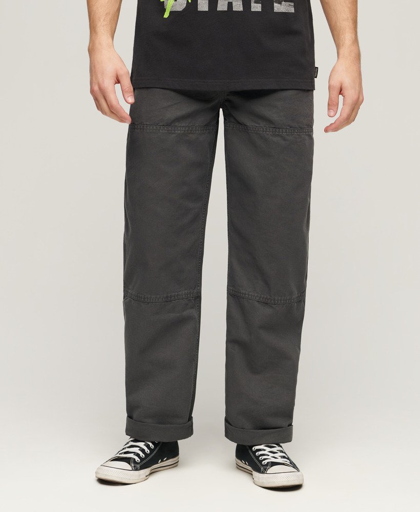 vintage timmermansbroek in verwassen grijs.