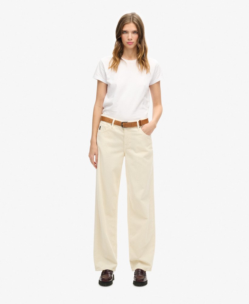 vintage corduroy broek met wijde pijpen in riff white