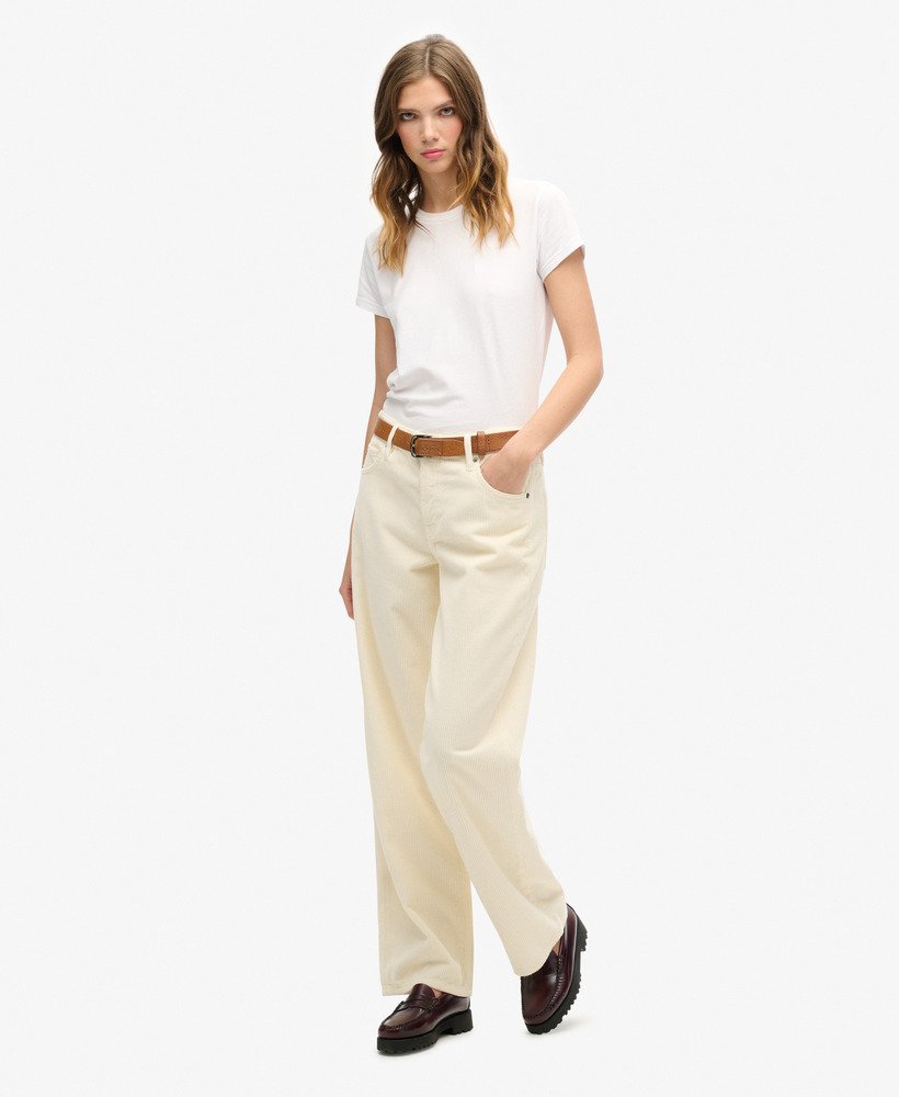 vintage corduroy broek met wijde pijpen in riff white