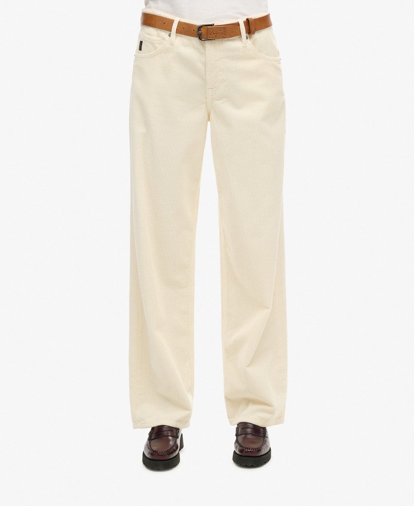 vintage corduroy broek met wijde pijpen in riff white