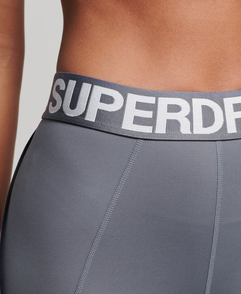 train branded elastische strakke legging in folkstone grey