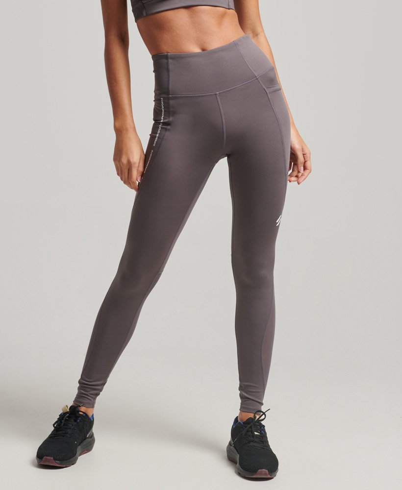 active mesh full length tight leggings in rock dark grey