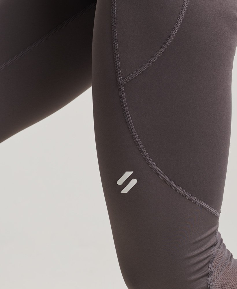 active mesh full length tight leggings in rock dark grey