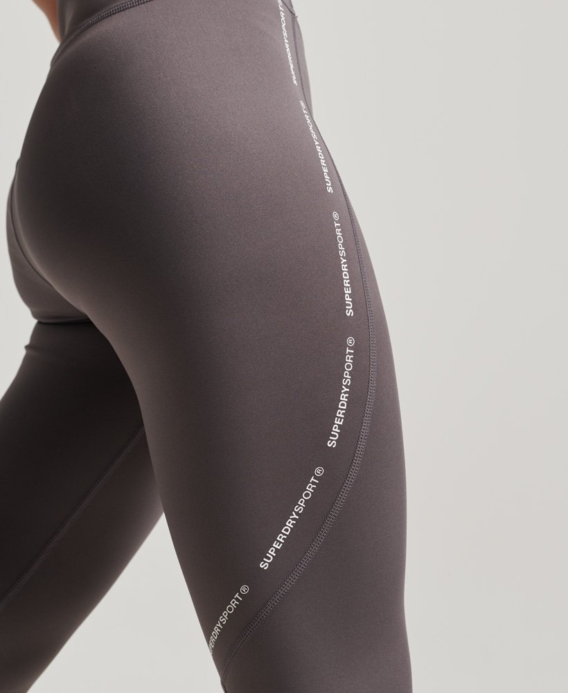 active mesh full length tight leggings in rock dark grey