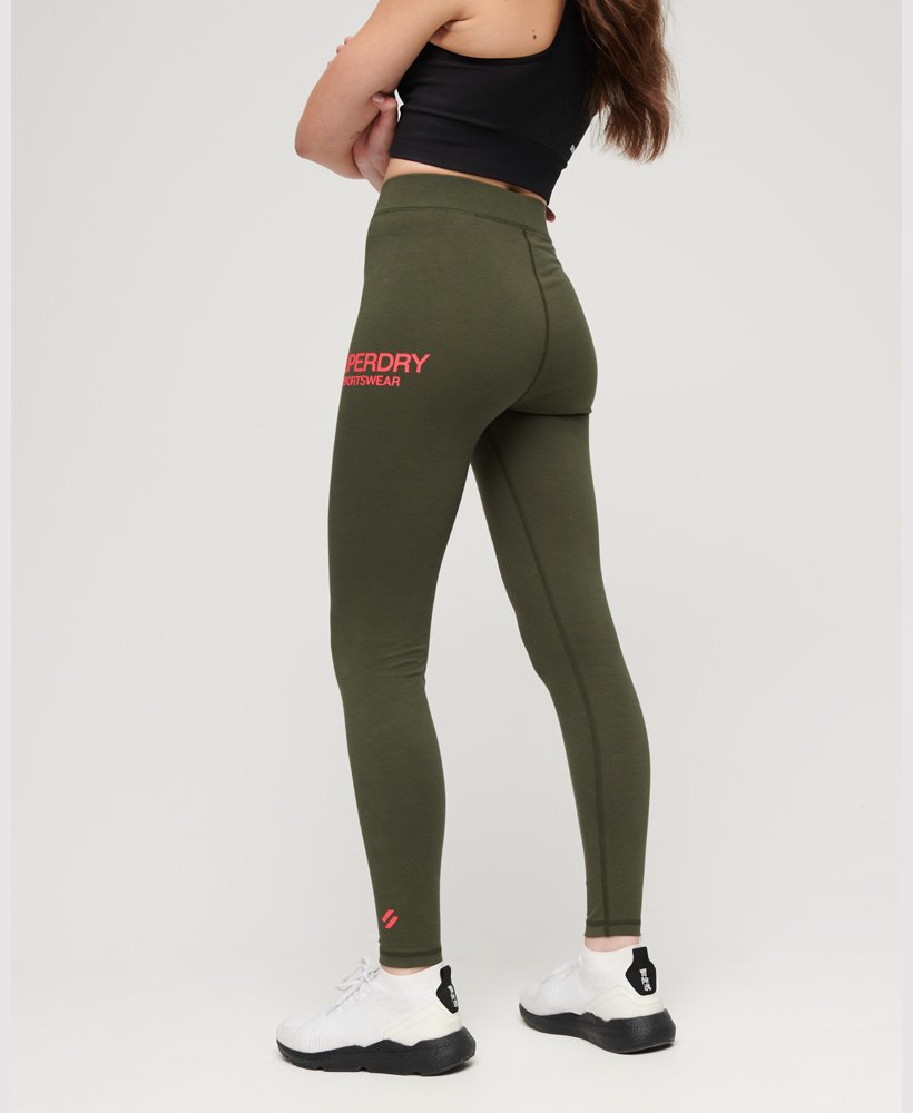 core sports legging met hoge taille in donker mosgroen