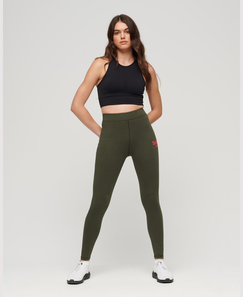 core sports legging met hoge taille in donker mosgroen