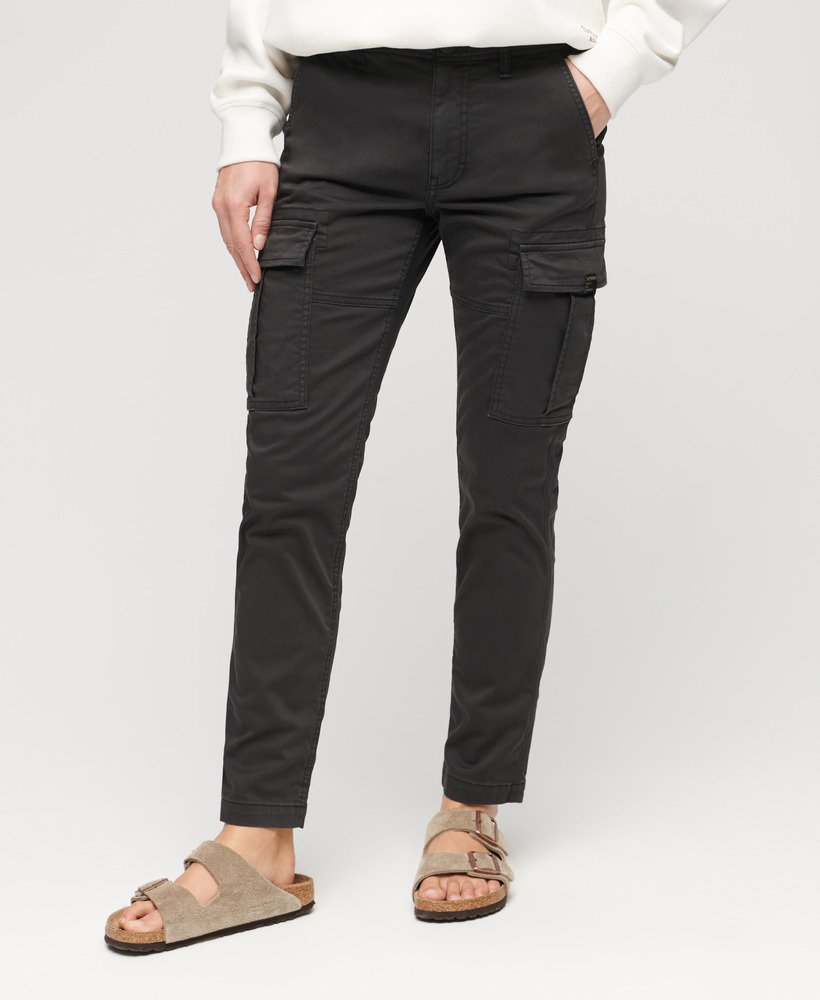 slim fit cargobroek met middelhoge taille in zwart