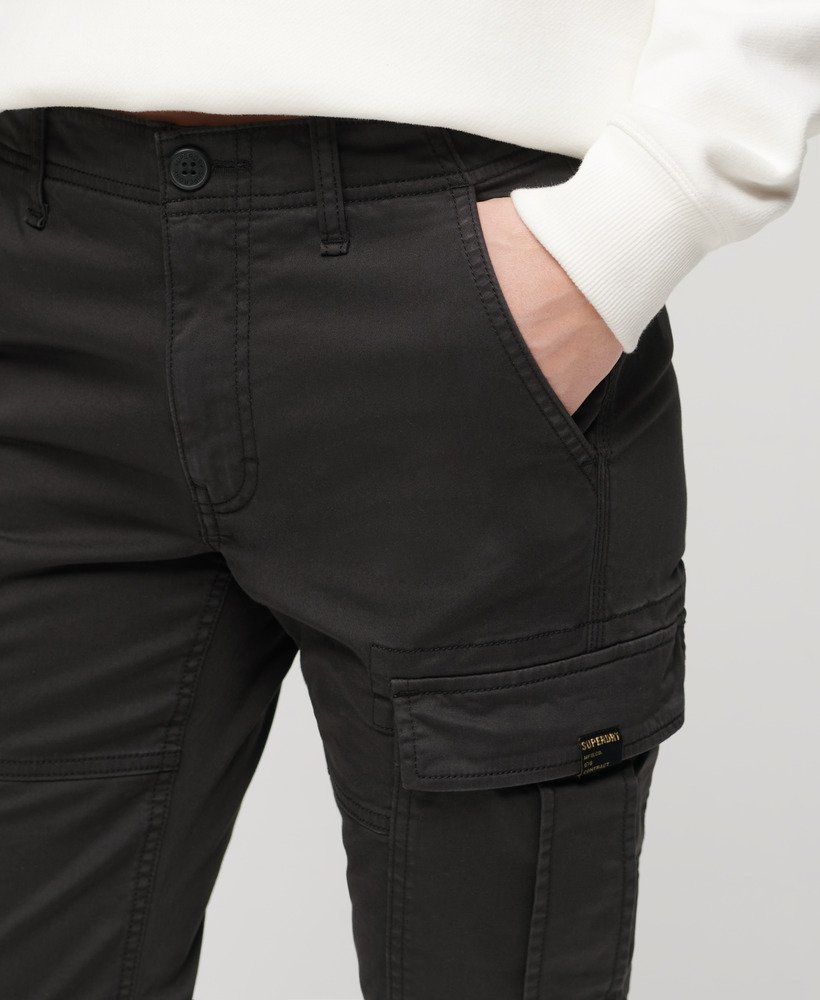 slim fit cargobroek met middelhoge taille in zwart