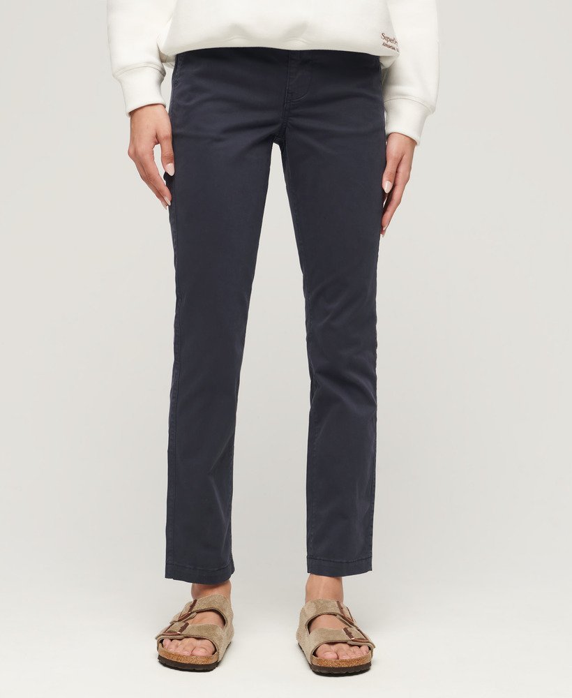 chino broek met middelhoge taille in eclipse navy