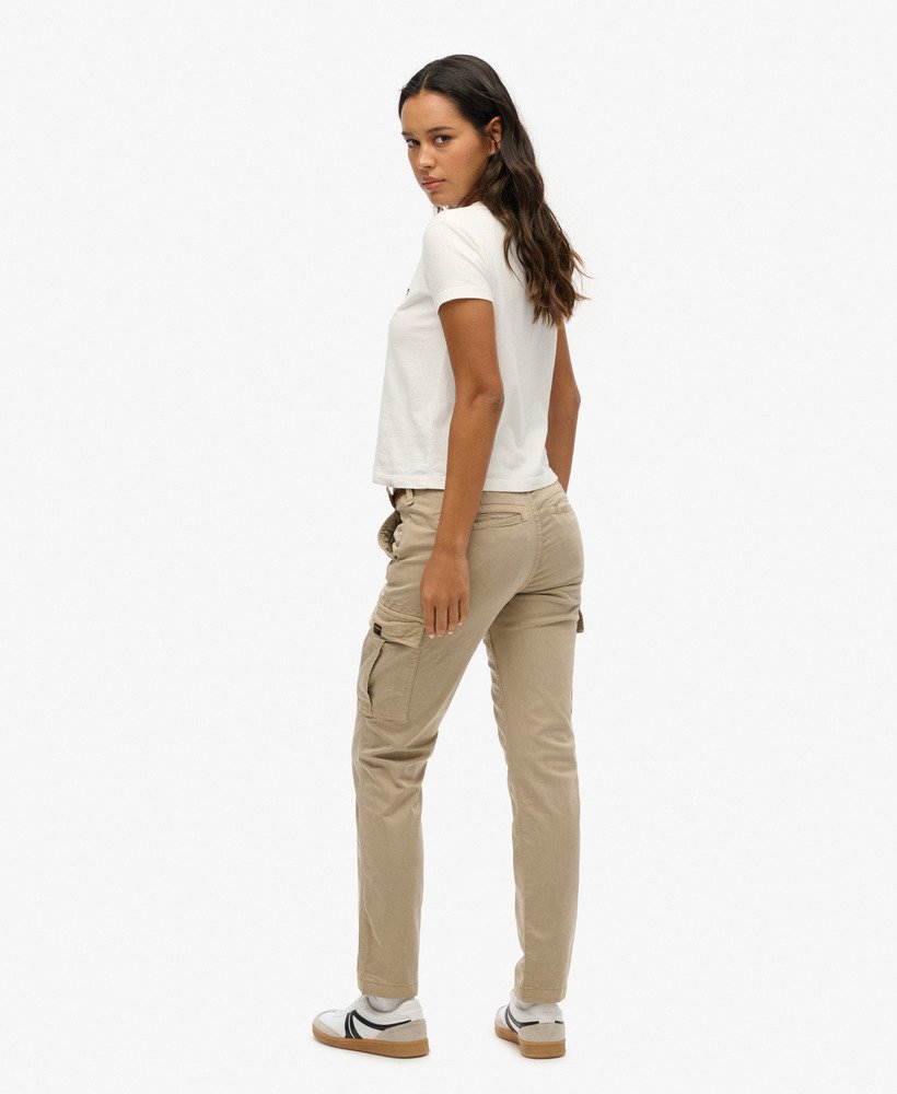 slim fit cargobroek met middelhoge taille in stonewash taupebruin