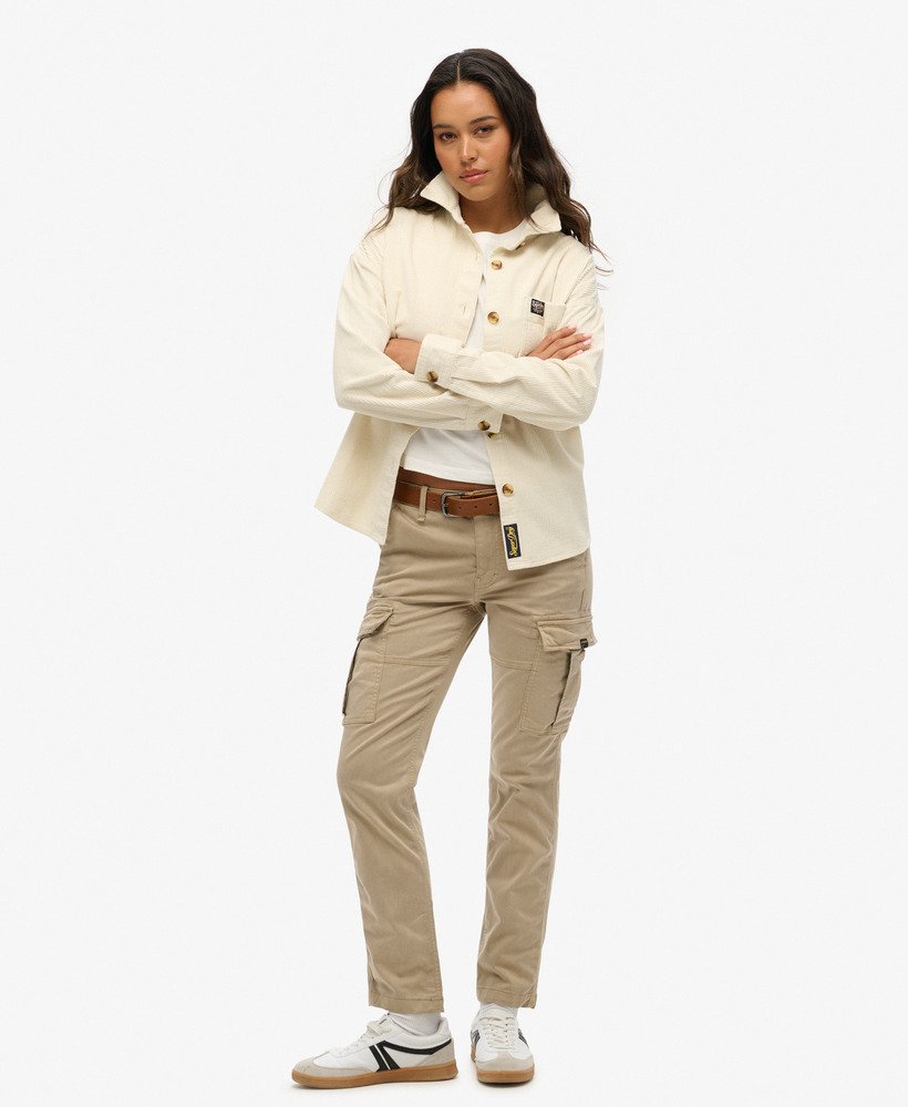slim fit cargobroek met middelhoge taille in stonewash taupebruin