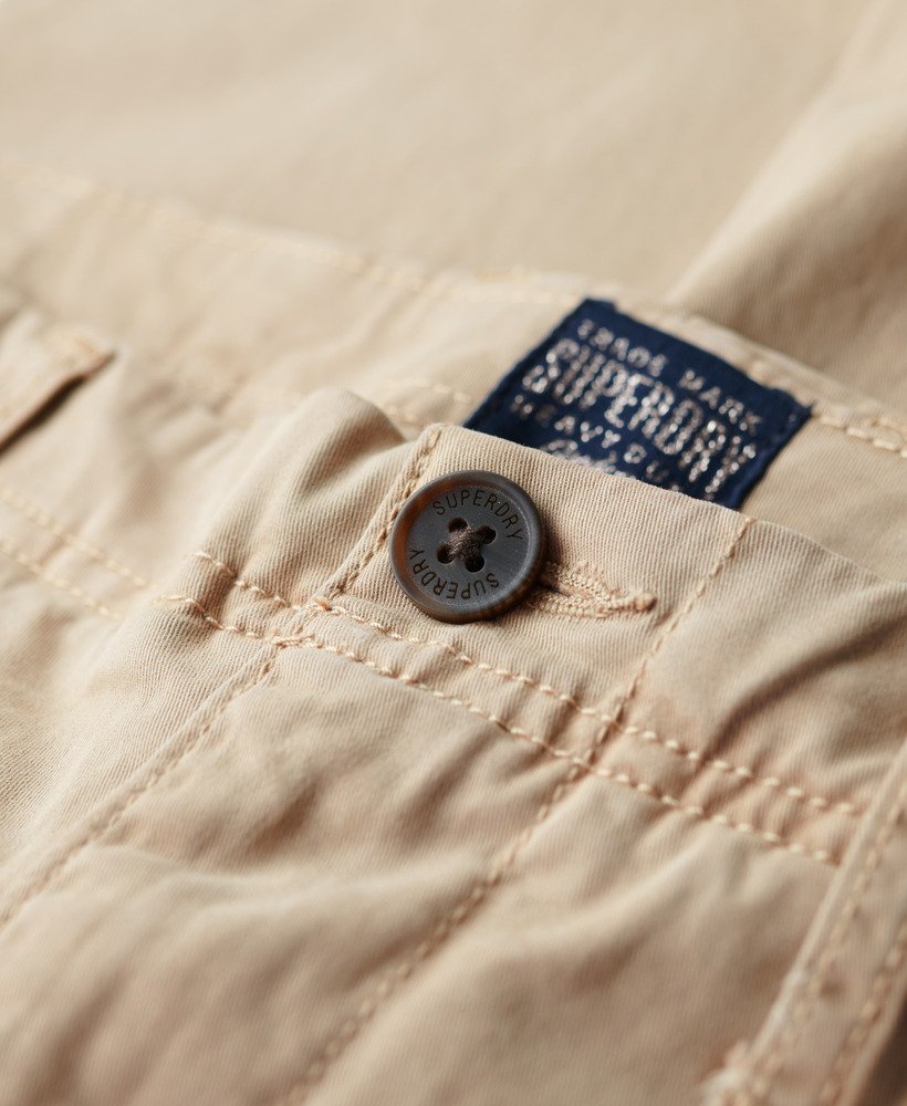 chino broek met middelhoge taille in stonewash taupebruin