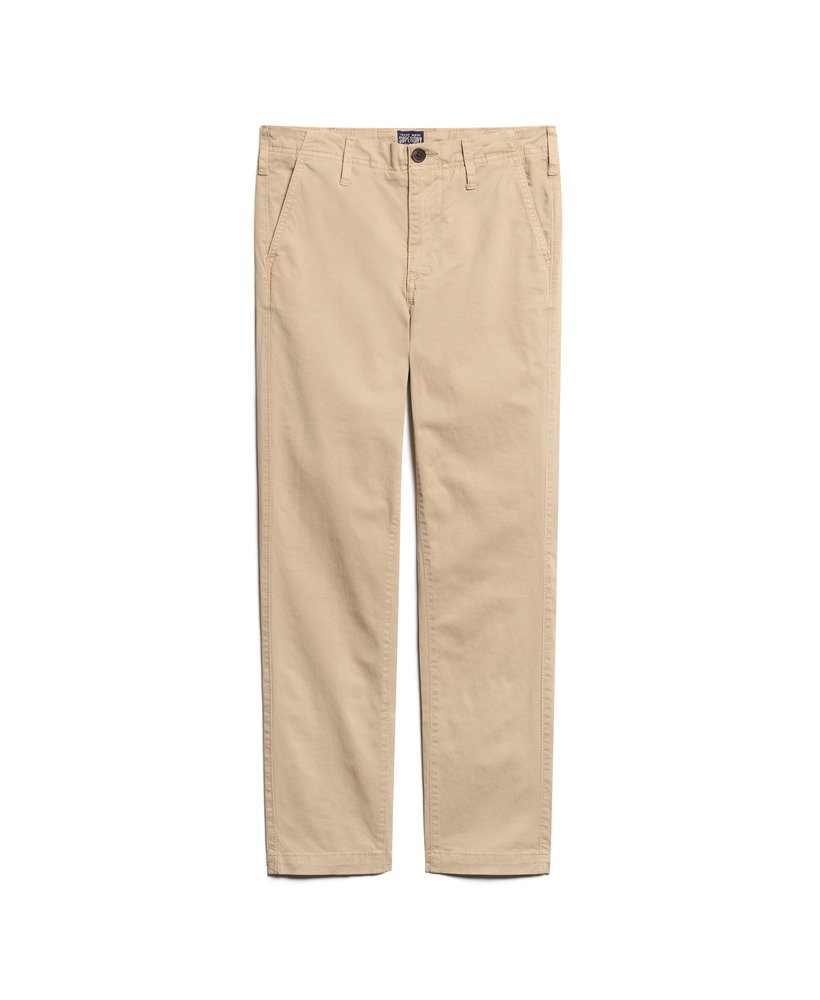 chino broek met middelhoge taille in stonewash taupebruin