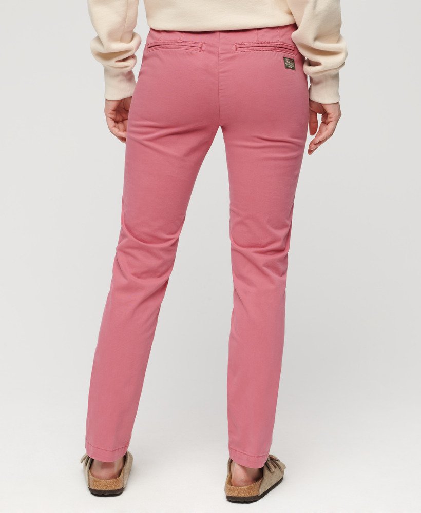 chino broek met middelhoge taille in mauve roze